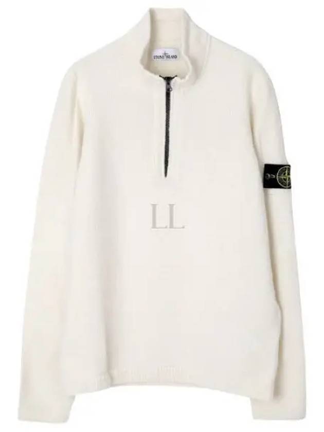 Wappen Patch Lambswool Half-Zip Knit Top White - STONE ISLAND - BALAAN 2