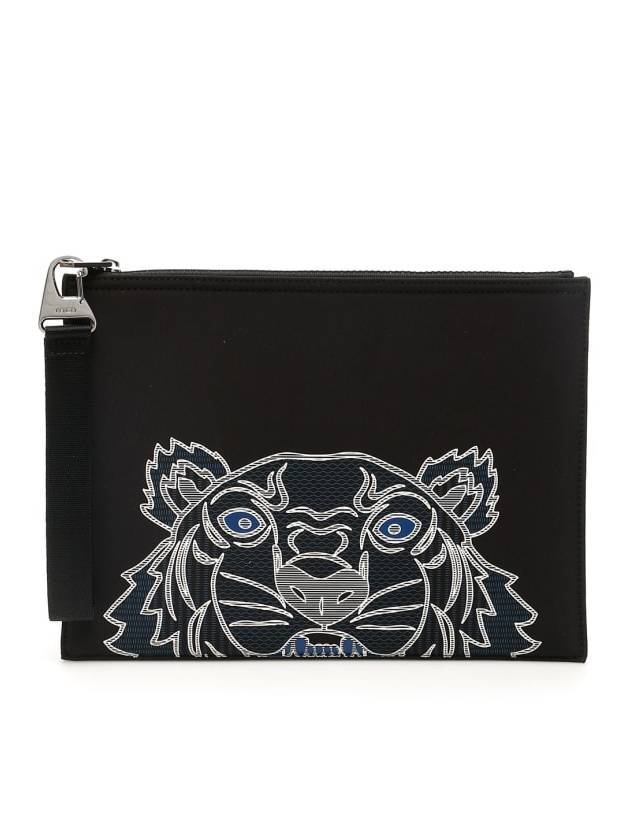 Tiger Neoprene Clutch Bag Black - KENZO - BALAAN 1