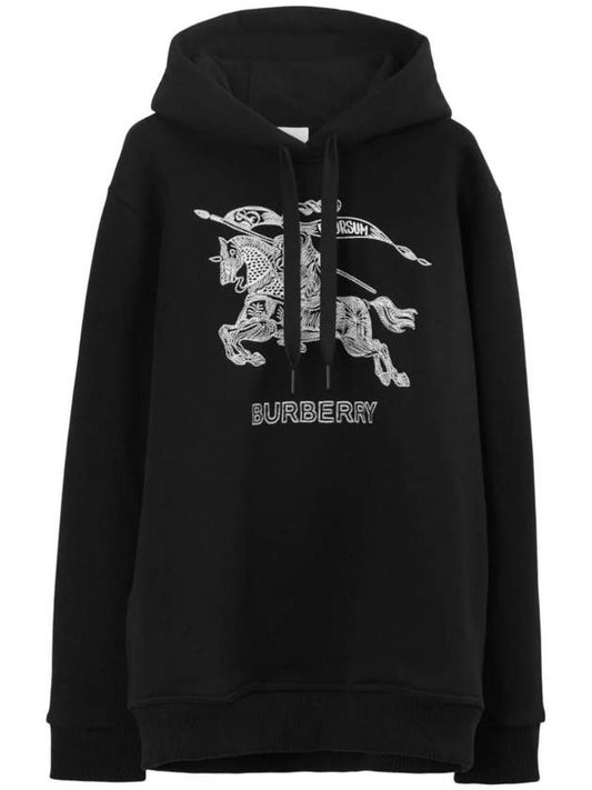 Embroidered Logo Hood Black - BURBERRY - BALAAN 1