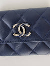 Women's CC Logo Caviar Flap Card Wallet Navy - CHANEL - BALAAN 7