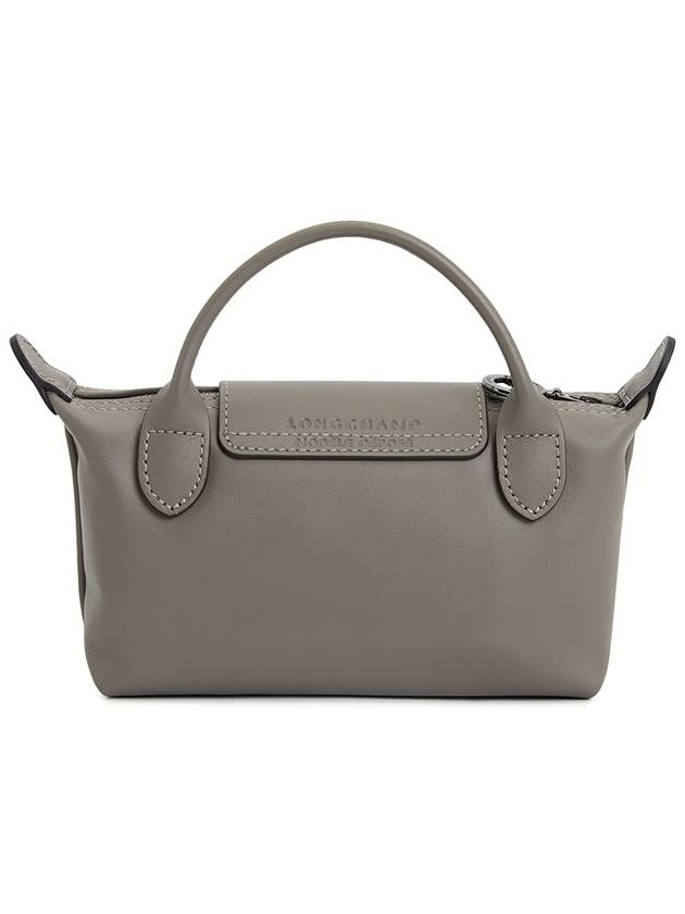 Le Pliage Logo Leather Tote Bag Grey - LONGCHAMP - BALAAN 4