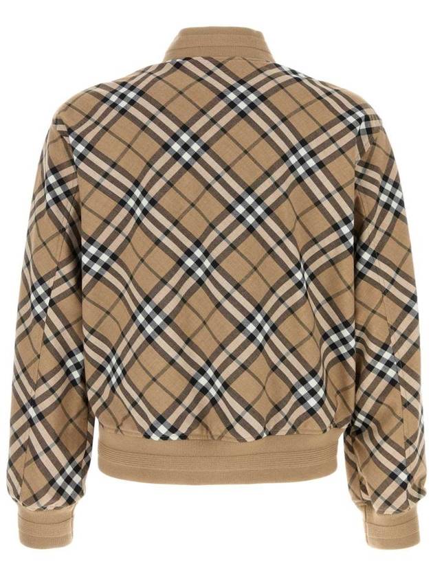 Harrington Check Wool Blend Zip-Up Jacket Brown - BURBERRY - BALAAN 3