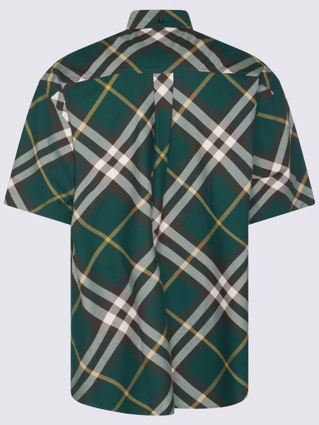 Embroidered Logo Plaid Short-Sleeve Shirt Green - BURBERRY - BALAAN 5