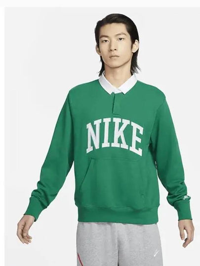 Club Fleece Long Sleeves Polo Shirt Green - NIKE - BALAAN 2