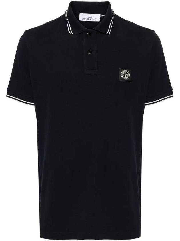 Logo Patch Polo Shirt Navy - STONE ISLAND - BALAAN 2