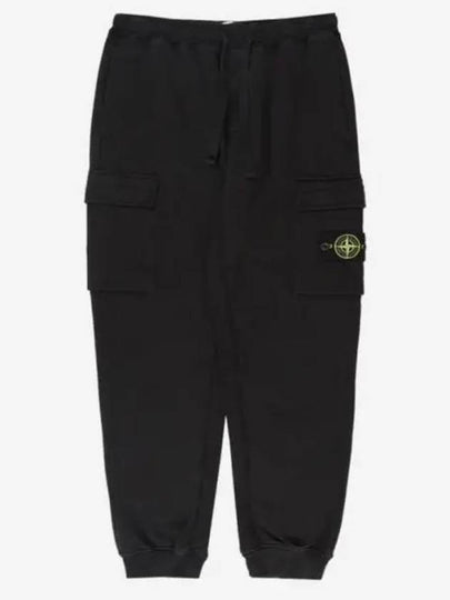 Cotton Wappen Patch Track Pants Black - STONE ISLAND - BALAAN 2