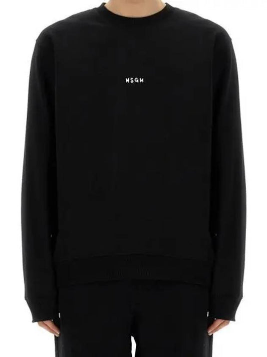 Brushed Micro Logo Cotton Sweatshirt Black - MSGM - BALAAN 2