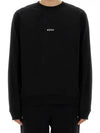 Brushed Micro Logo Cotton Sweatshirt Black - MSGM - BALAAN 2