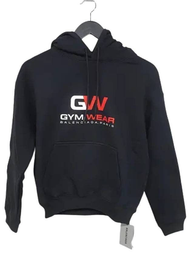 Women's Gymwear Logo Hooded Top Black - BALENCIAGA - BALAAN.