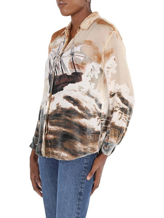 Burberry Debore Silk Blend Sheep Print Oversized Shirt, Brand Size 8 (US Size 6) - BURBERRY - BALAAN 3