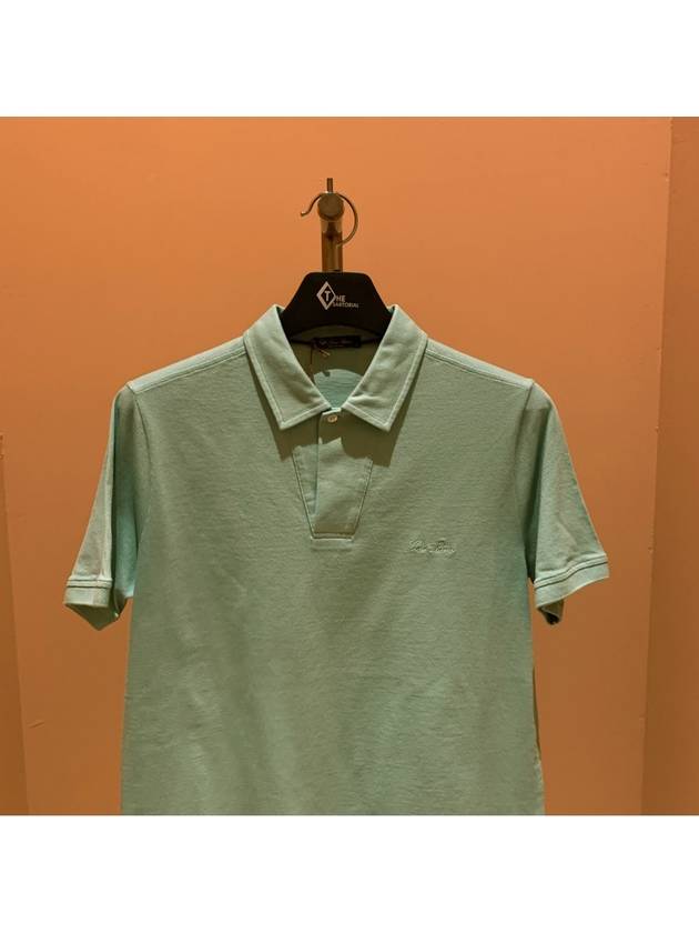 Men's Open Short Sleeve Polo Shirt Full Green - LORO PIANA - BALAAN 3