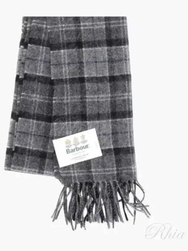 Tartan Check Fringe Wool Muffler Black Grey - BARBOUR - BALAAN 2