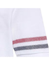 Men's RWB Stripe Cotton Polo Shirt White - THOM BROWNE - BALAAN 7