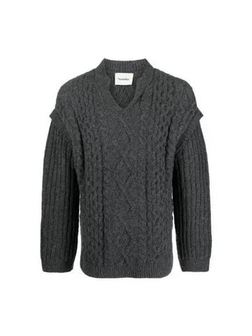 Layered detail cable knit charcoal NM22FWSW00297 - NANUSHKA - BALAAN 1