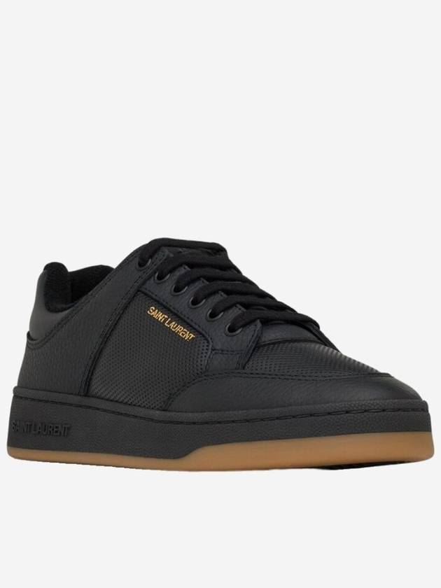 SL 61 Logo Signature Leather Low Top Sneakers Black - SAINT LAURENT - BALAAN 4