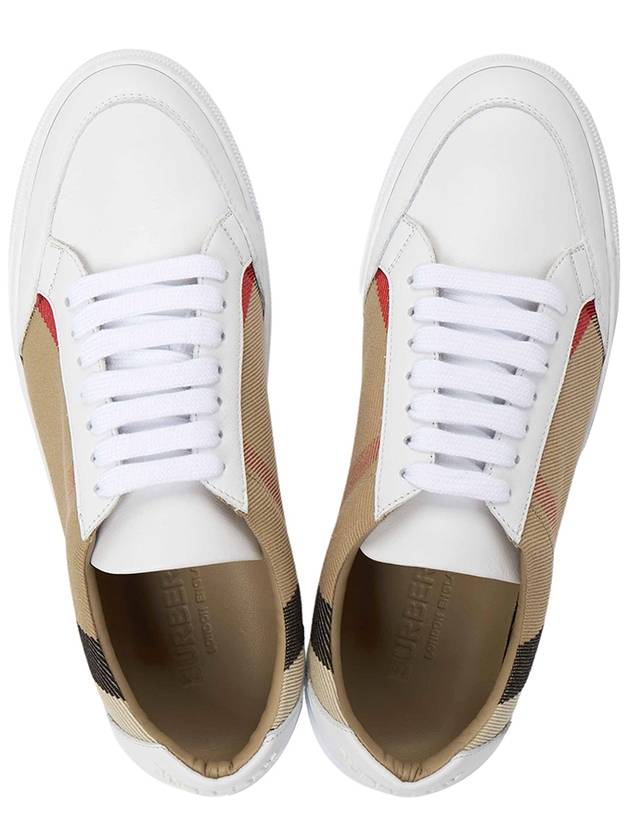 House Check Leather Sneakers Optic White - BURBERRY - BALAAN 3