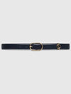 Round Interlocking G Leather Belt Navy - GUCCI - BALAAN 1