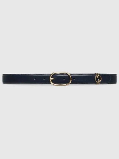 Round Interlocking G Leather Belt Navy - GUCCI - BALAAN 1