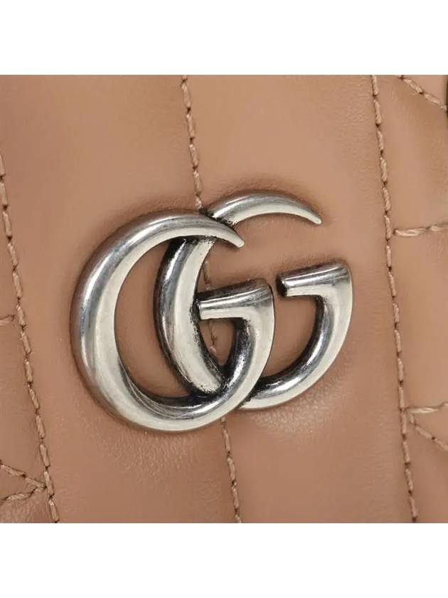GG Marmont silver matelass? leather mini bag camel - GUCCI - BALAAN.