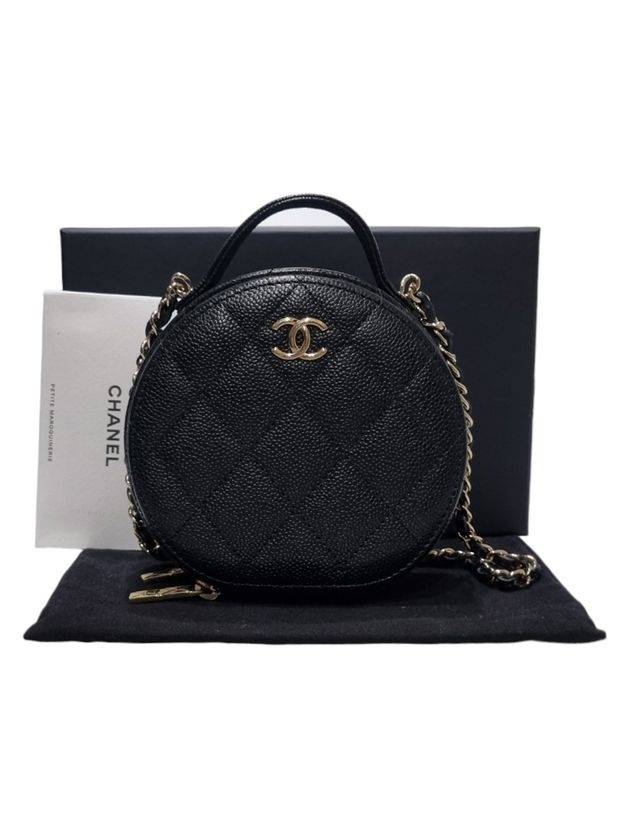 AP2502 Black Caviar Top Handle Tambourine Gold Chain Cross Bag - CHANEL - BALAAN 10