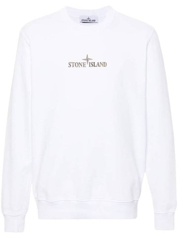 Stone Island Crewneck Sweatshirt With 'Institutional One' Print In Cotton Fleece - STONE ISLAND - BALAAN 1