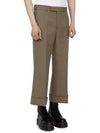 Textured Gabardine Cropped Straight Pants Brown - GUCCI - BALAAN 4