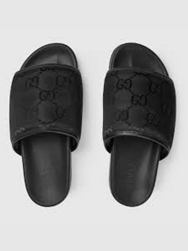 GG Monogram Slide Slippers Black - GUCCI - BALAAN 4