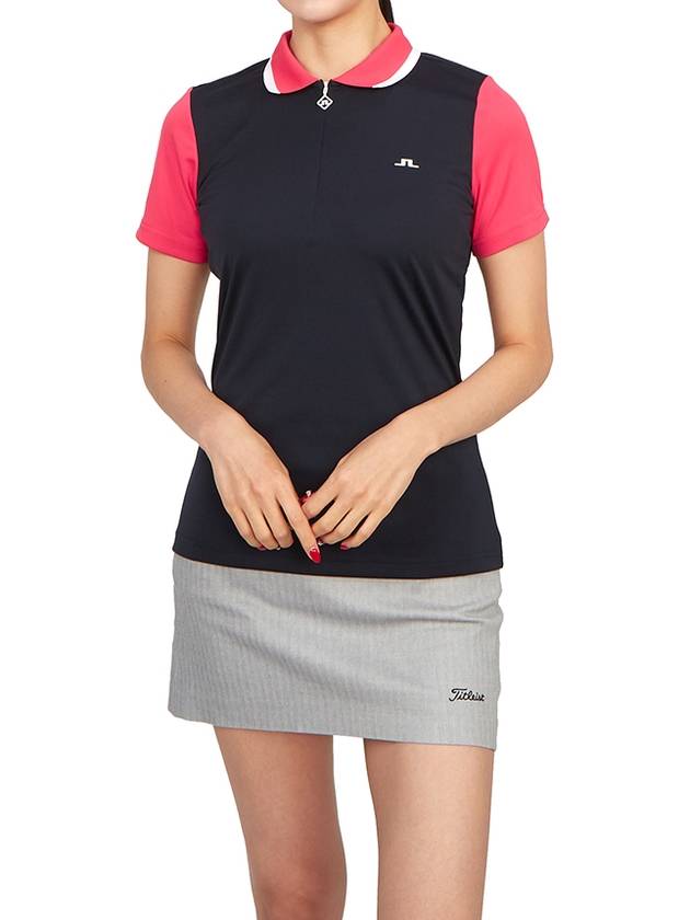 Women's Antonia Short Sleeve Polo Shirt Navy - J.LINDEBERG - BALAAN 6