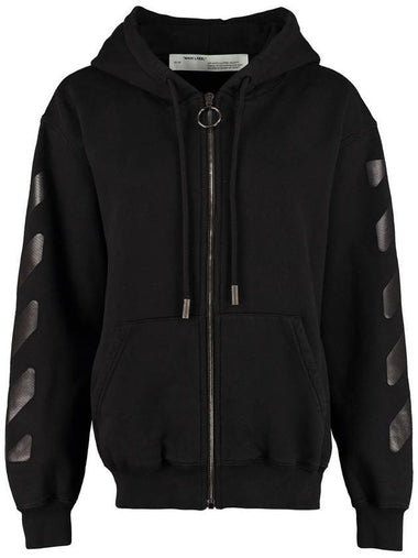 Arrow Print Diag Zip-Up Hoodie Black - OFF WHITE - BALAAN 1