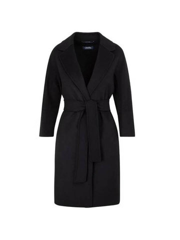 Anora Virgin Wool Wrap Belt Single Coat Black - MAX MARA - BALAAN 1