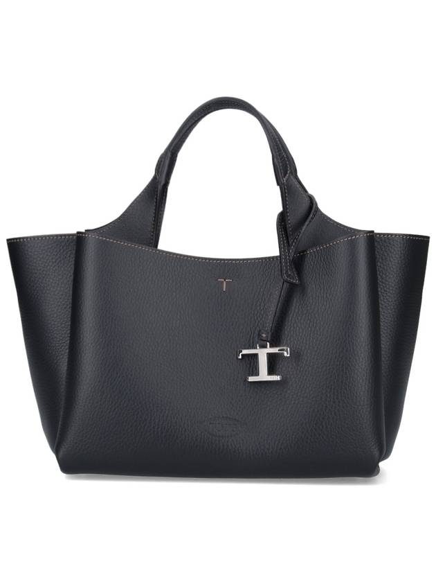 T Timeless Leather Small Tote Bag Black - TOD'S - BALAAN 2