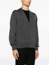 Red Heart Logo Merino Wool Cardigan Heather Grey - AMI - BALAAN 3