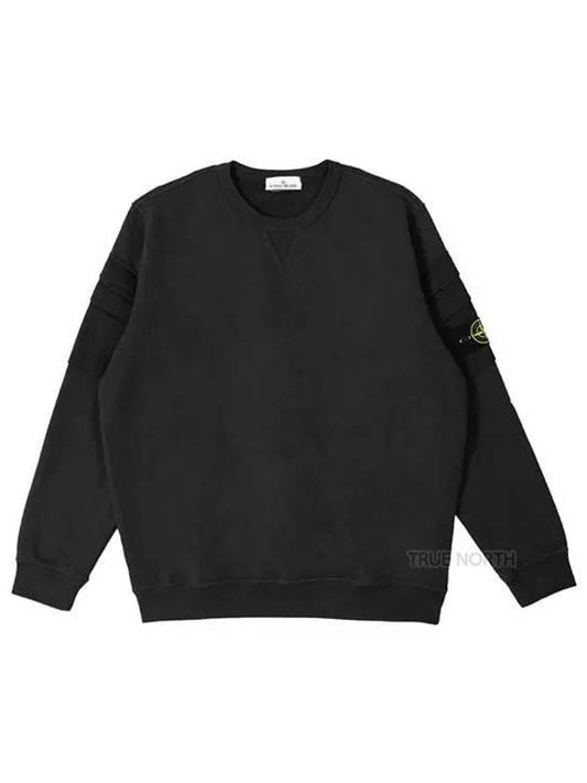 Garment Dyed Double Pocket Brushed Cotton Fleece Sweatshirt Black - STONE ISLAND - BALAAN 2