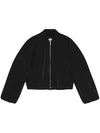 Drop Oversized Zipper Twill Bomber Jacket Black - GANNI - BALAAN 1