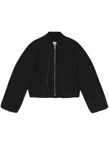 Drop Oversized Zipper Twill Bomber Jacket Black - GANNI - BALAAN 1