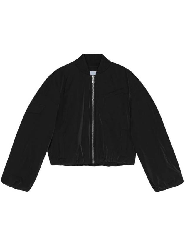 Drop Oversized Zipper Twill Bomber Jacket Black - GANNI - BALAAN 1