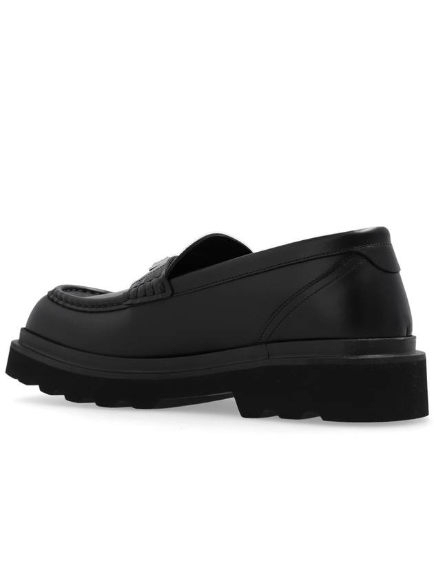 Metal Logo Tag Leather Loafers Black - DOLCE&GABBANA - BALAAN 6