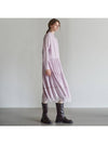 Women's Lace Tiered Printing Shirring Long Dress Lavender - MITTE - BALAAN 3