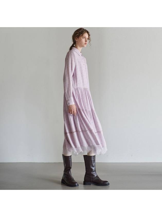 Women's Lace Tiered Printing Shirring DressLavender - MITTE - BALAAN 3
