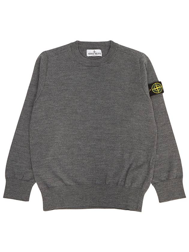 Kids Wappen Patch Virgin Wool Knit Top Grey - STONE ISLAND - BALAAN 2