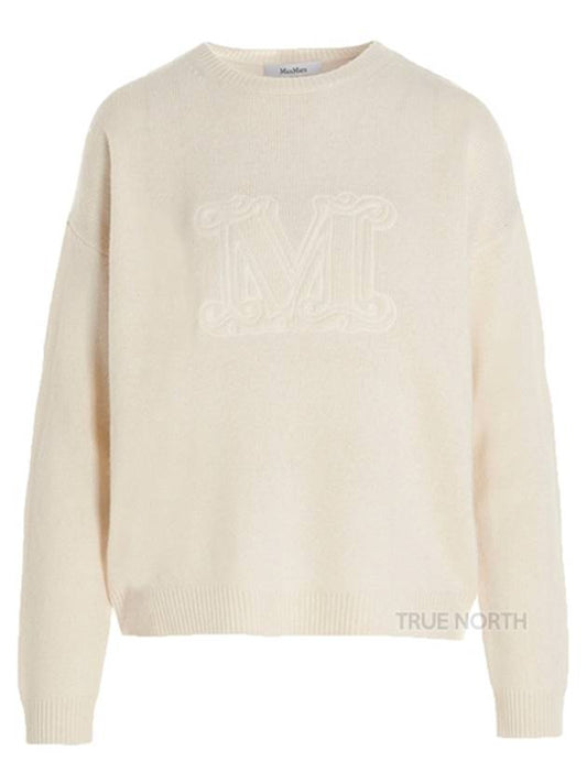 Aster M logo cashmere knit top ivory - MAX MARA - BALAAN.