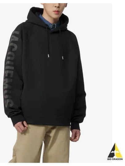 Le Typo Classic Fit Cotton Hoodie Black - JACQUEMUS - BALAAN 2