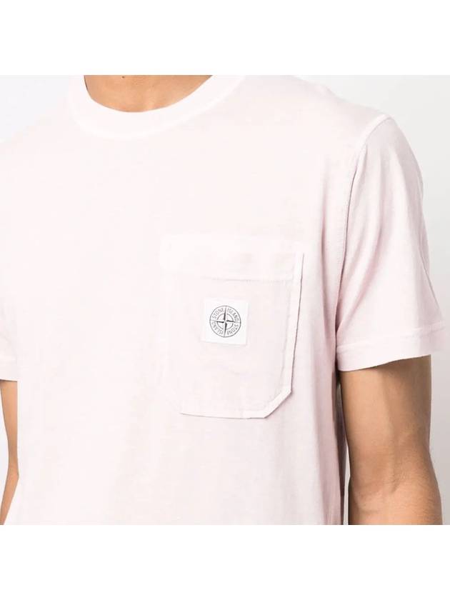 Wappen Logo Patch Pocket Short Sleeve T-Shirt Light Pink - STONE ISLAND - BALAAN 4