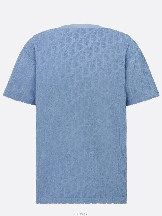 Oblique Terry Cotton Relaxed Fit Short Sleeve T-Shirt Blue - DIOR - BALAAN 7