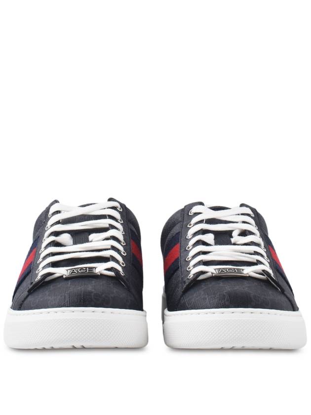 Ace Web GG Supreme Canvas Low Top Sneakers Black - GUCCI - BALAAN 5