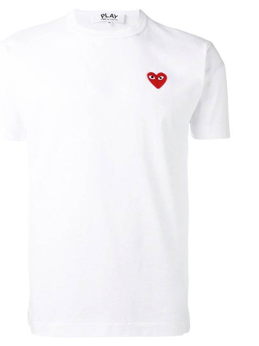 Men s Red Heart Short Sleeve T Shirt White AZ T108 051 - COMME DES GARCONS PLAY - BALAAN 1