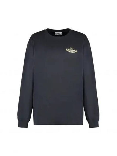 Logo Print Long Sleeve T-Shirt Black - GANNI - BALAAN 2