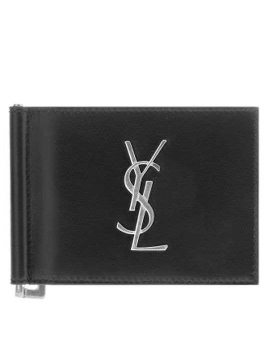 Monogram Money Clip Half Wallet Black - SAINT LAURENT - BALAAN.
