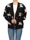 Cotton EKD Intarsia Knit Cardigan Black White - BURBERRY - BALAAN 6