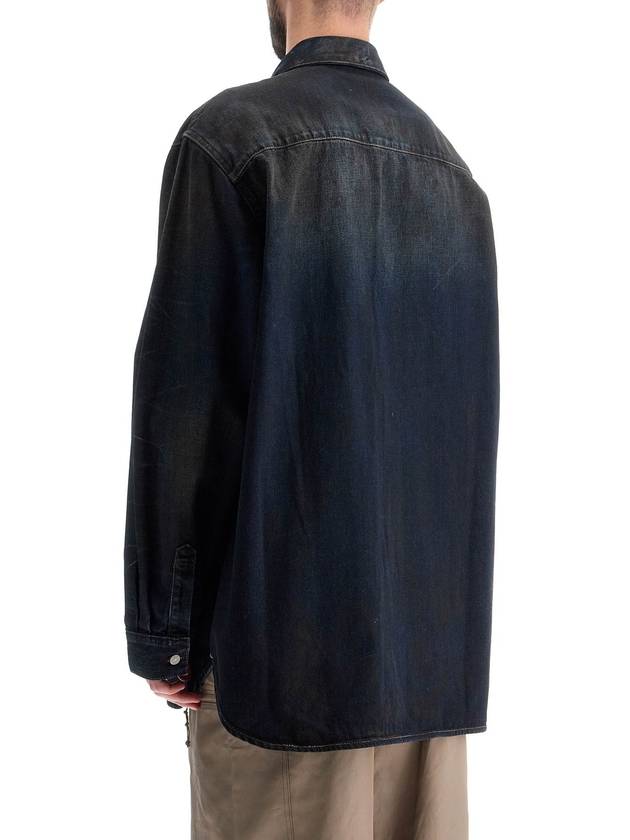 Oversized Denim Long Sleeve Shirt Dark Blue - ACNE STUDIOS - BALAAN 4